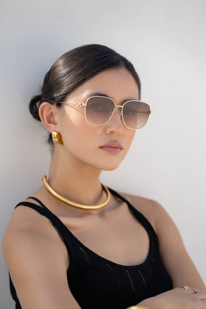 FREYRS Eyewear - Lea Womens Round Sunglasses : Gold /Brown