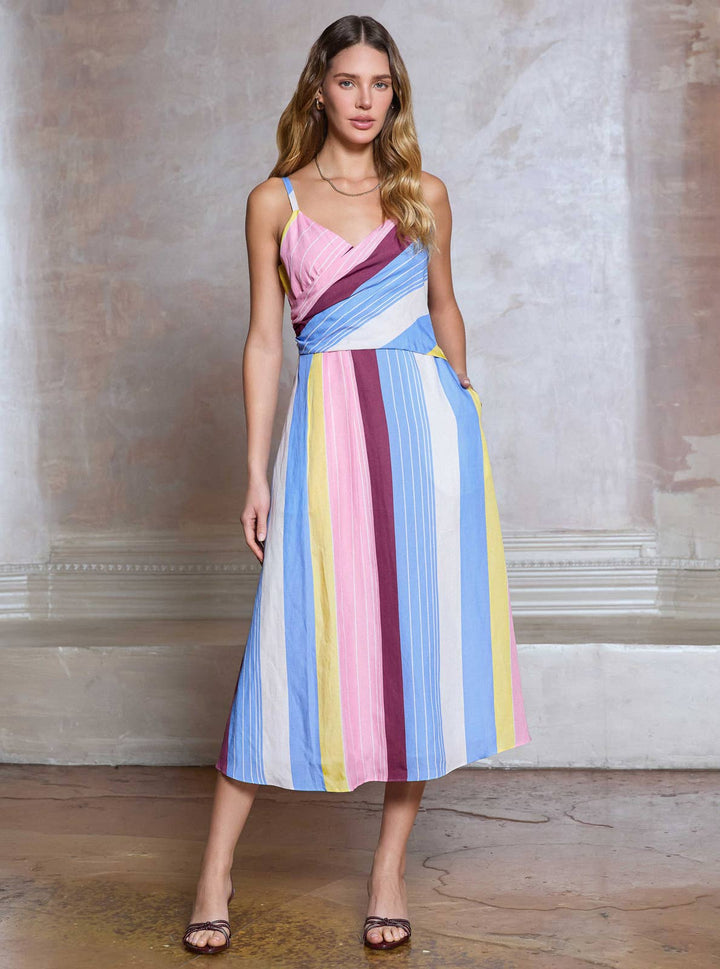 Harlow Striped Sleeveless Midi Dress