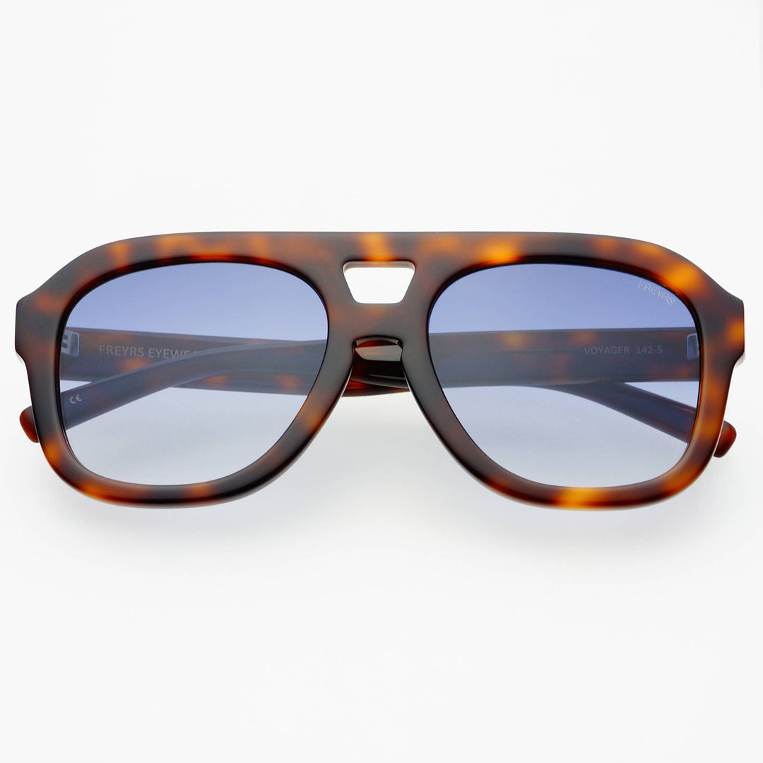 FREYRS Eyewear - Voyager Acetate Oversized Aviator Sunglasses: Tortoise / Blue
