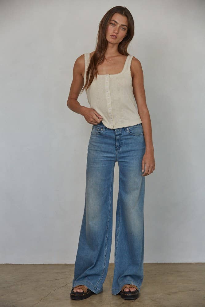 Nora Ribbed Lace Trim Tank