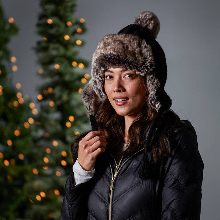 Knitted Trapper Hat - Black