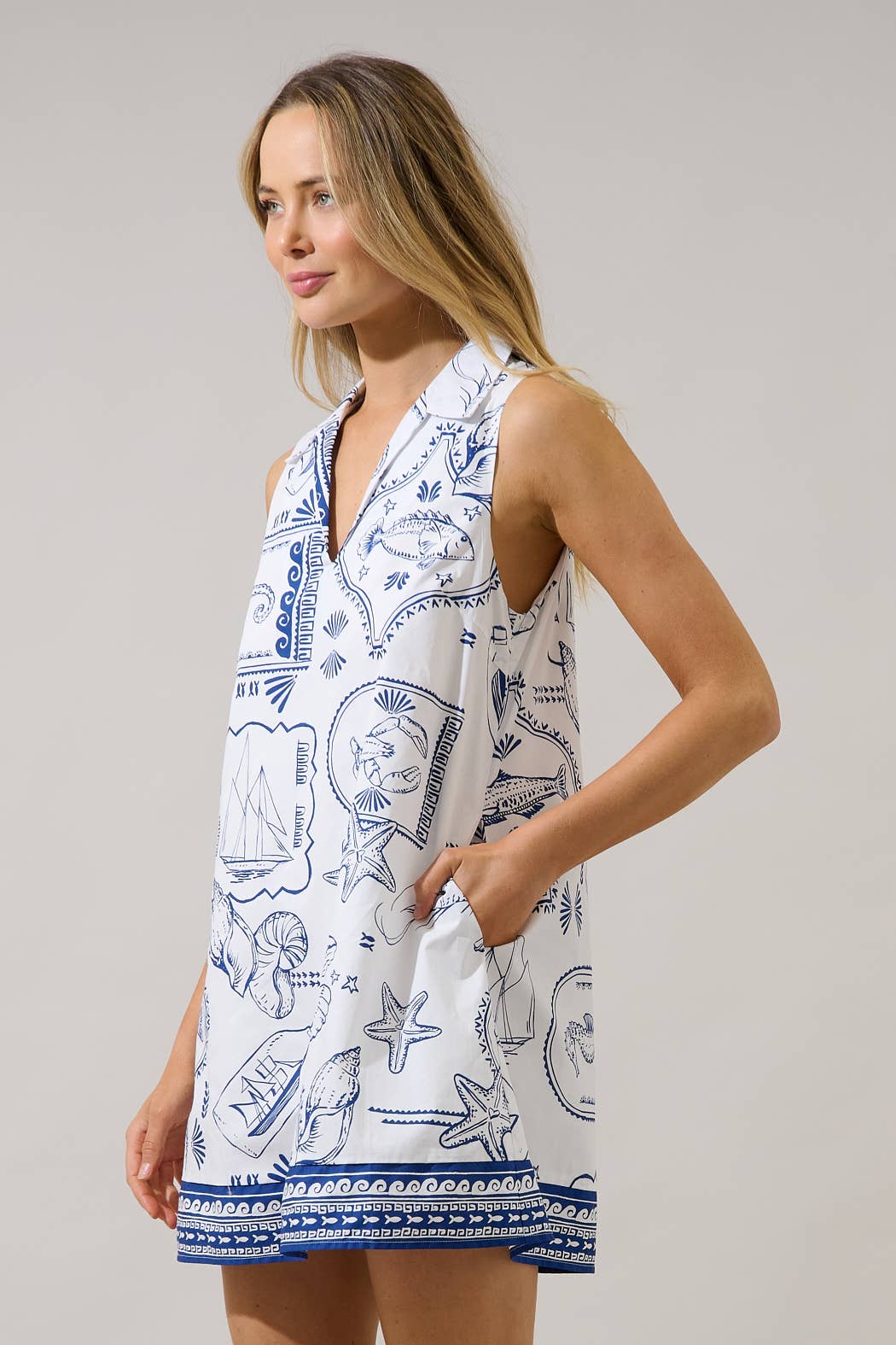 Seaside Collared Shift Dress