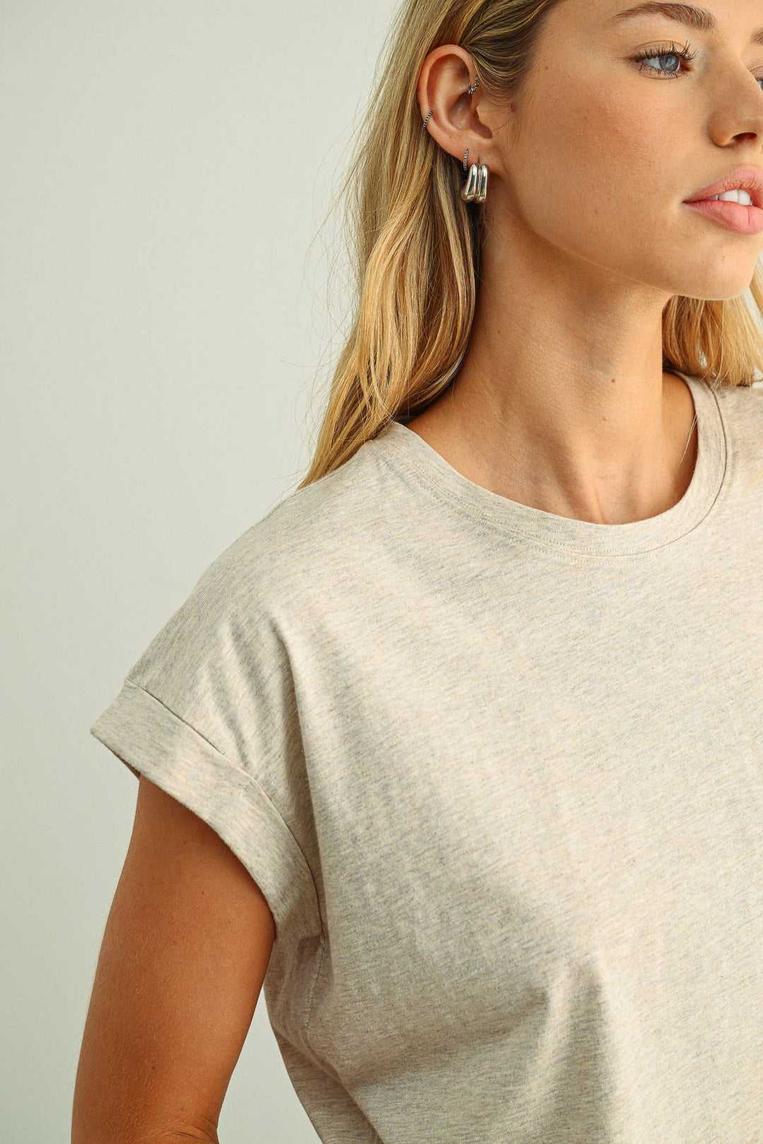 Crystal Cuffed Sleeve Tee