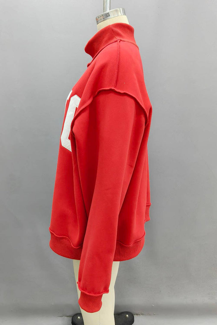 Red OHIO Embroidered Mockneck