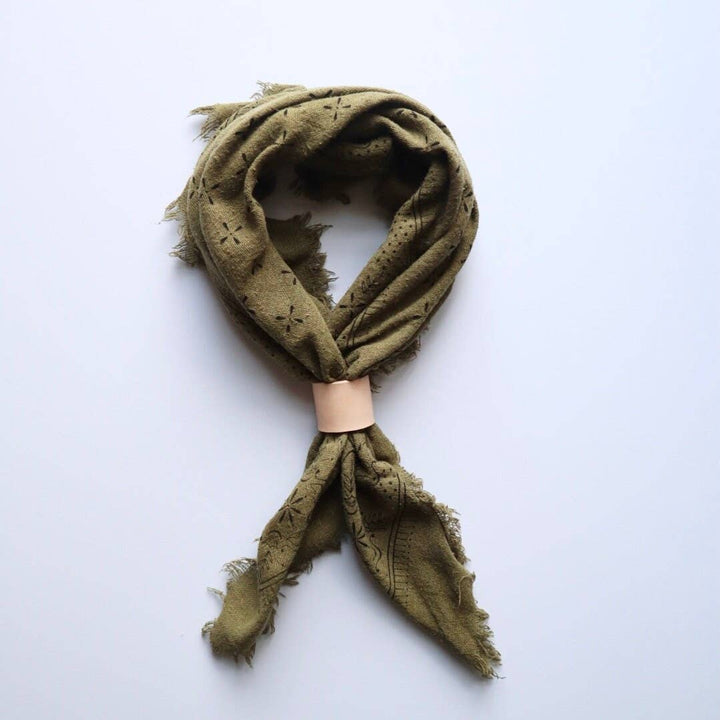 Raw Silk Bandana - Olive Green