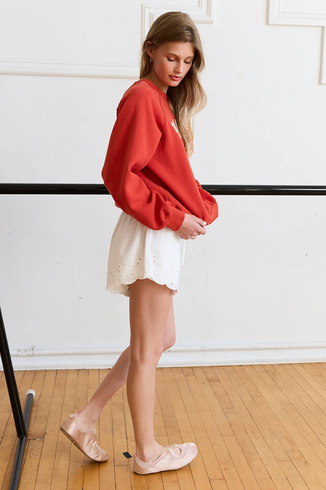 Farrah Scallop Eyelet Trim Shorts