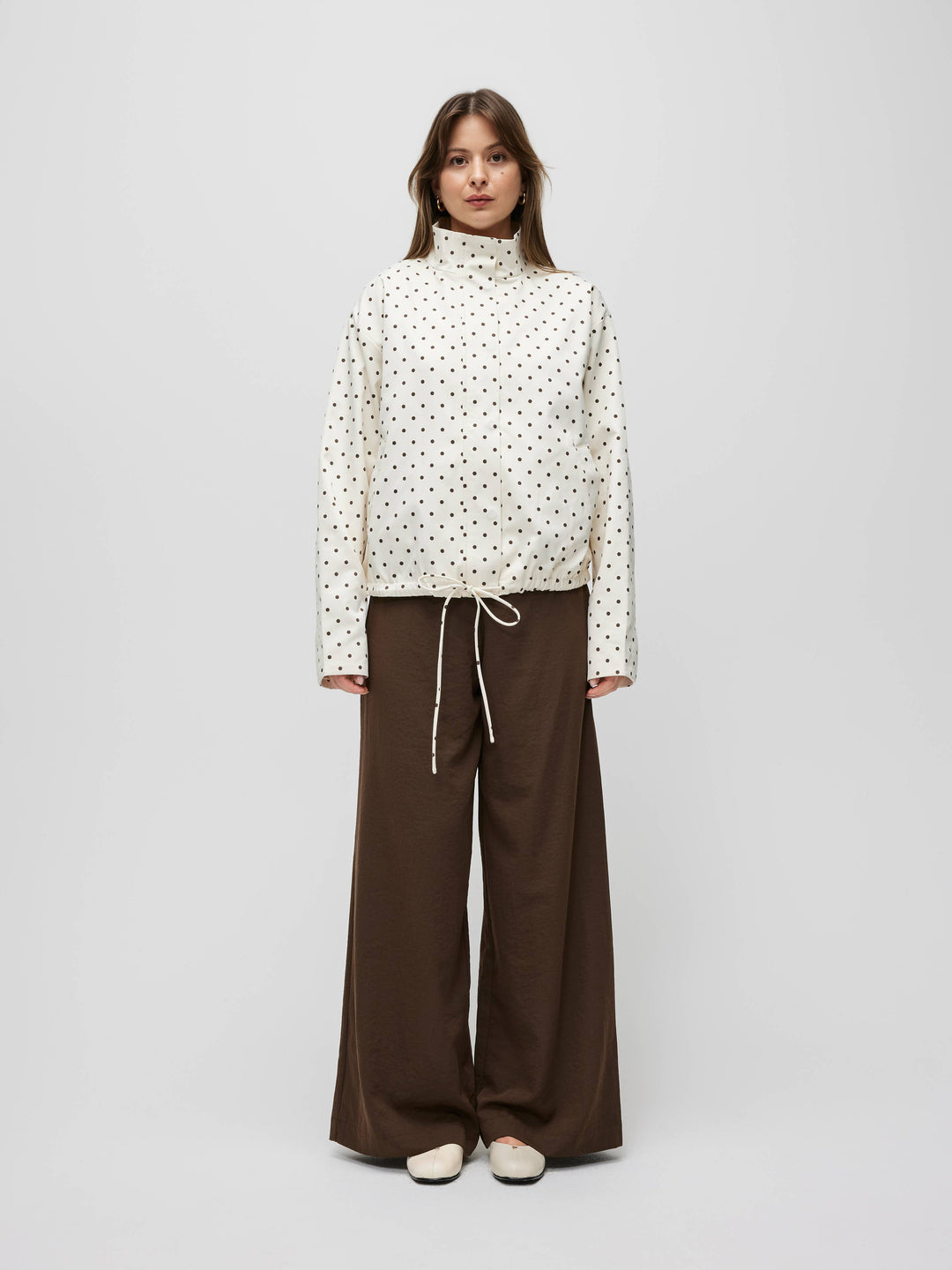 Sienna Jacket | Polka Dot Funnel Neck Bomber Jacket