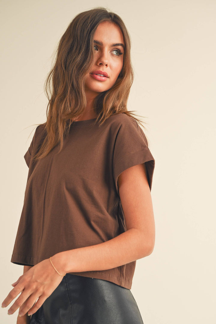 Crystal Cuffed Sleeve Tee