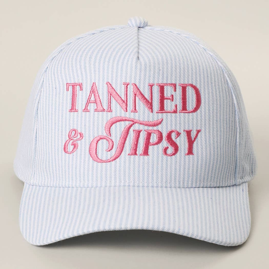 Tanned & Tipsy Blue Seersucker Hat