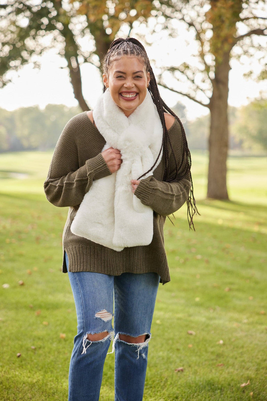 Camelia Fur Wrap Scarf