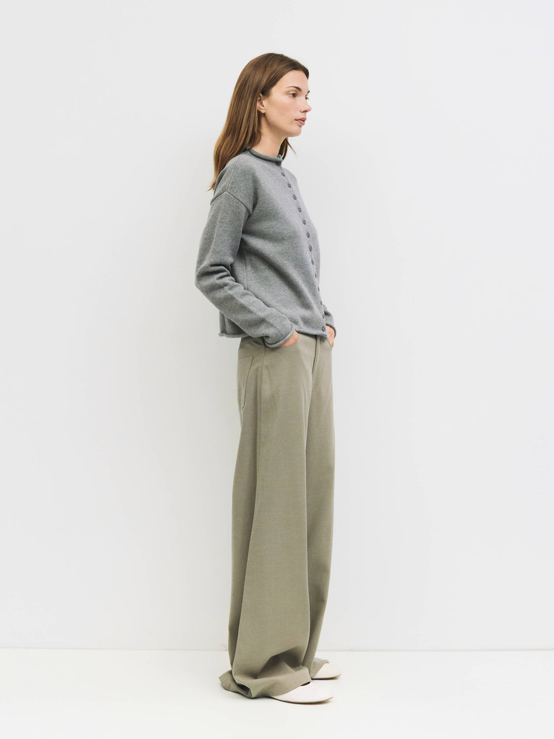 Marlo Cardigan Roll Hem Button-Down Cardigan