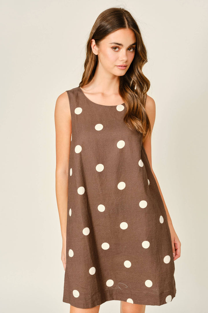 Vivian Linen Polka Dot Dress