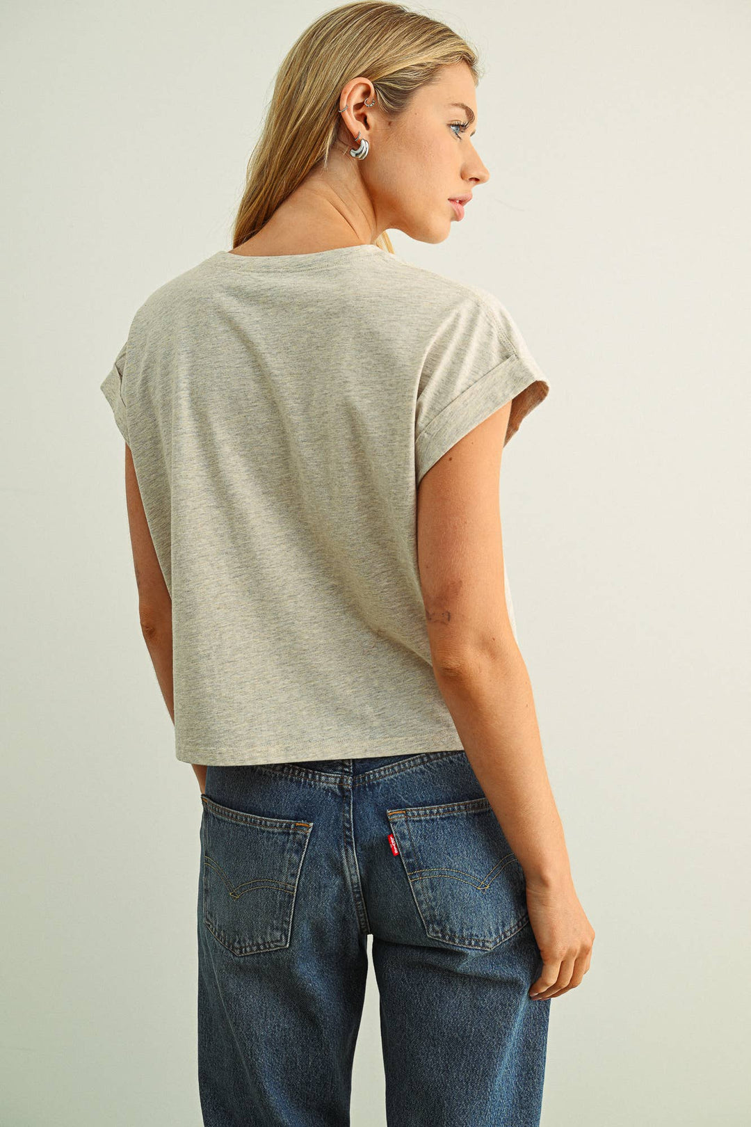 Crystal Cuffed Sleeve Tee