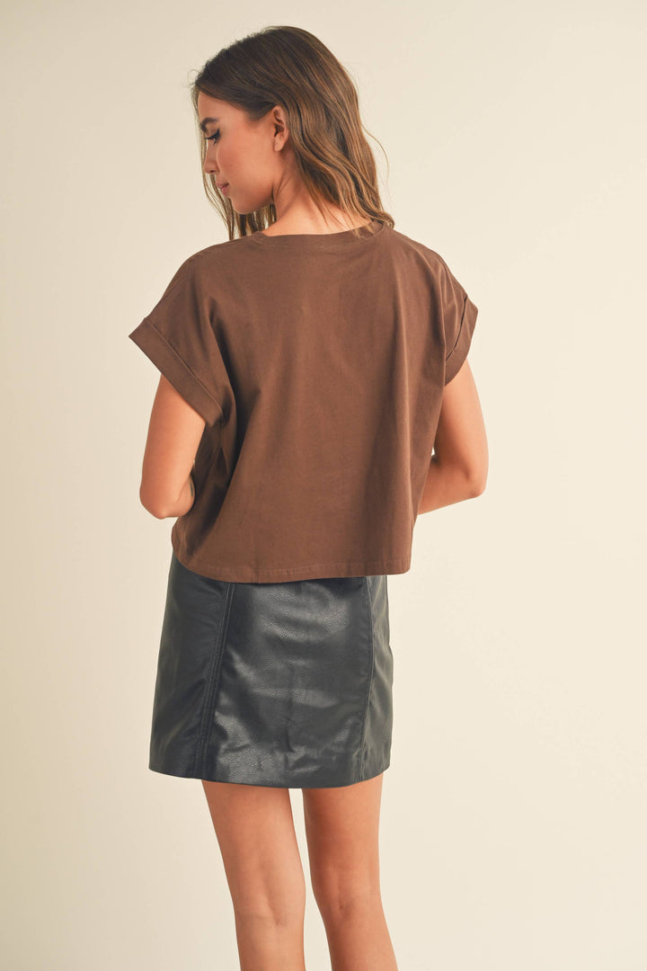 Crystal Cuffed Sleeve Tee