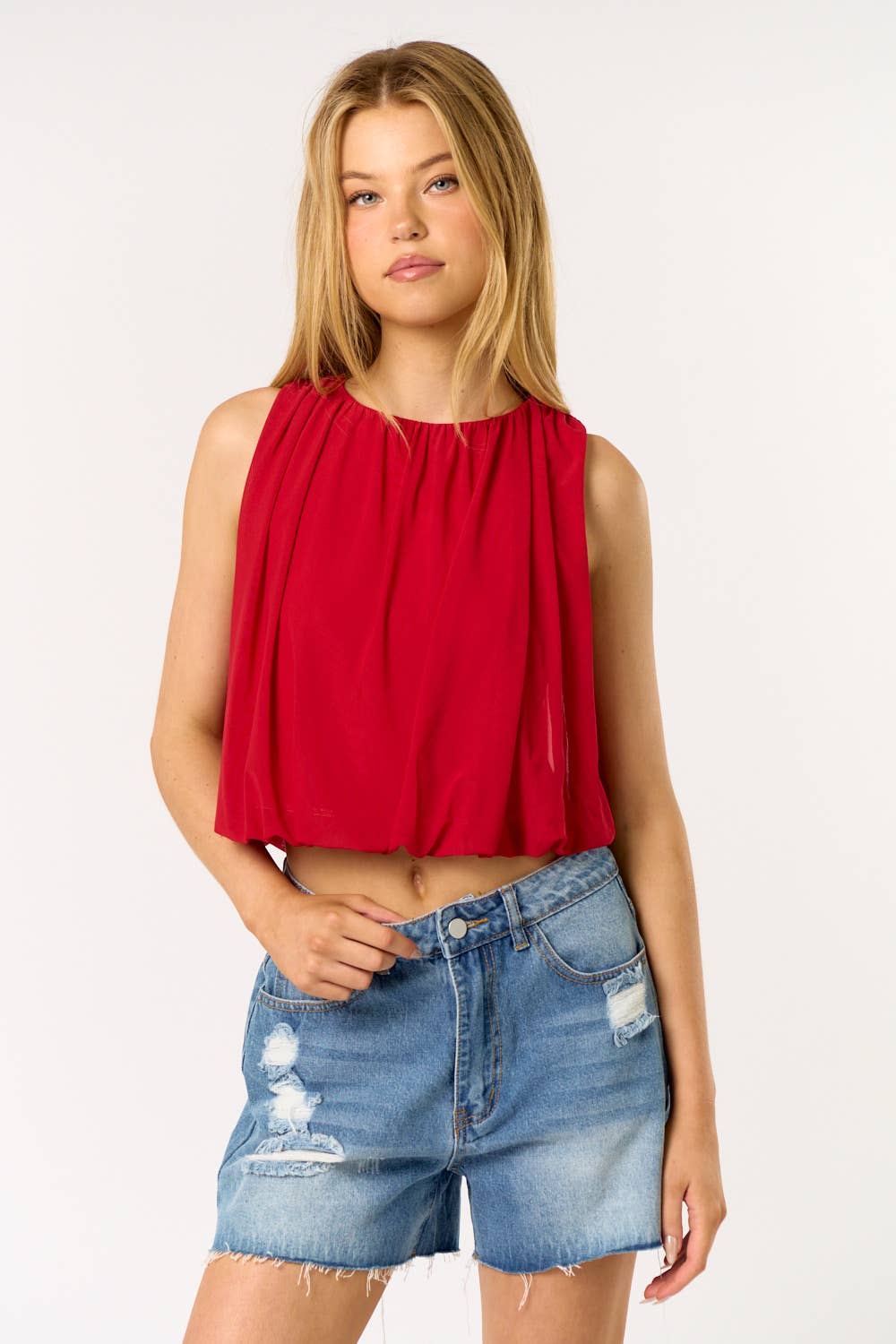 Mitsy Mesh Bubble Top