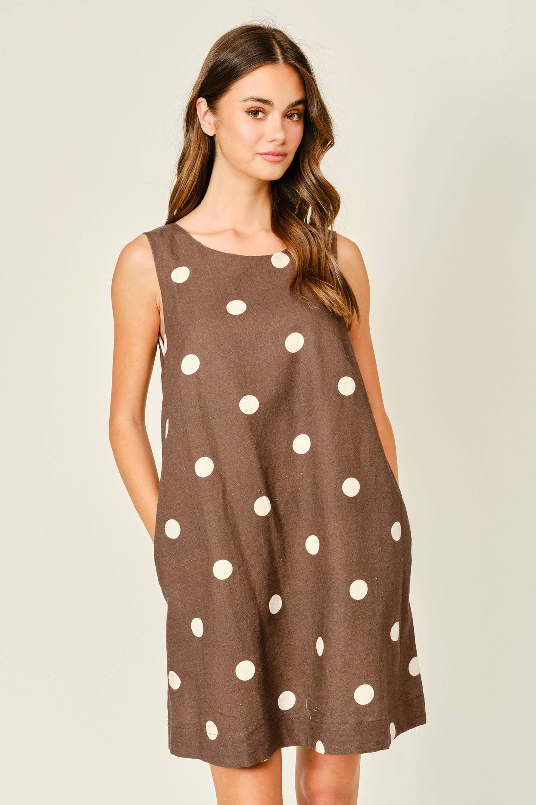 Vivian Linen Polka Dot Dress