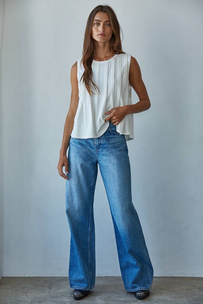 Chloe Jersey Pleated Front Tank
