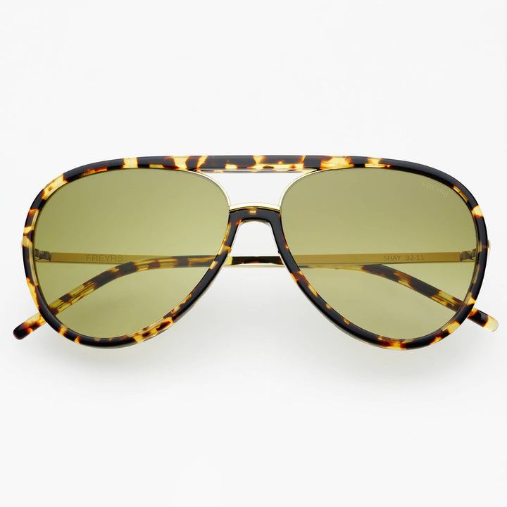 FREYRS Eyewear - Shay (NEW) Unisex Aviator Sunglasses: Tortoise / Light Green