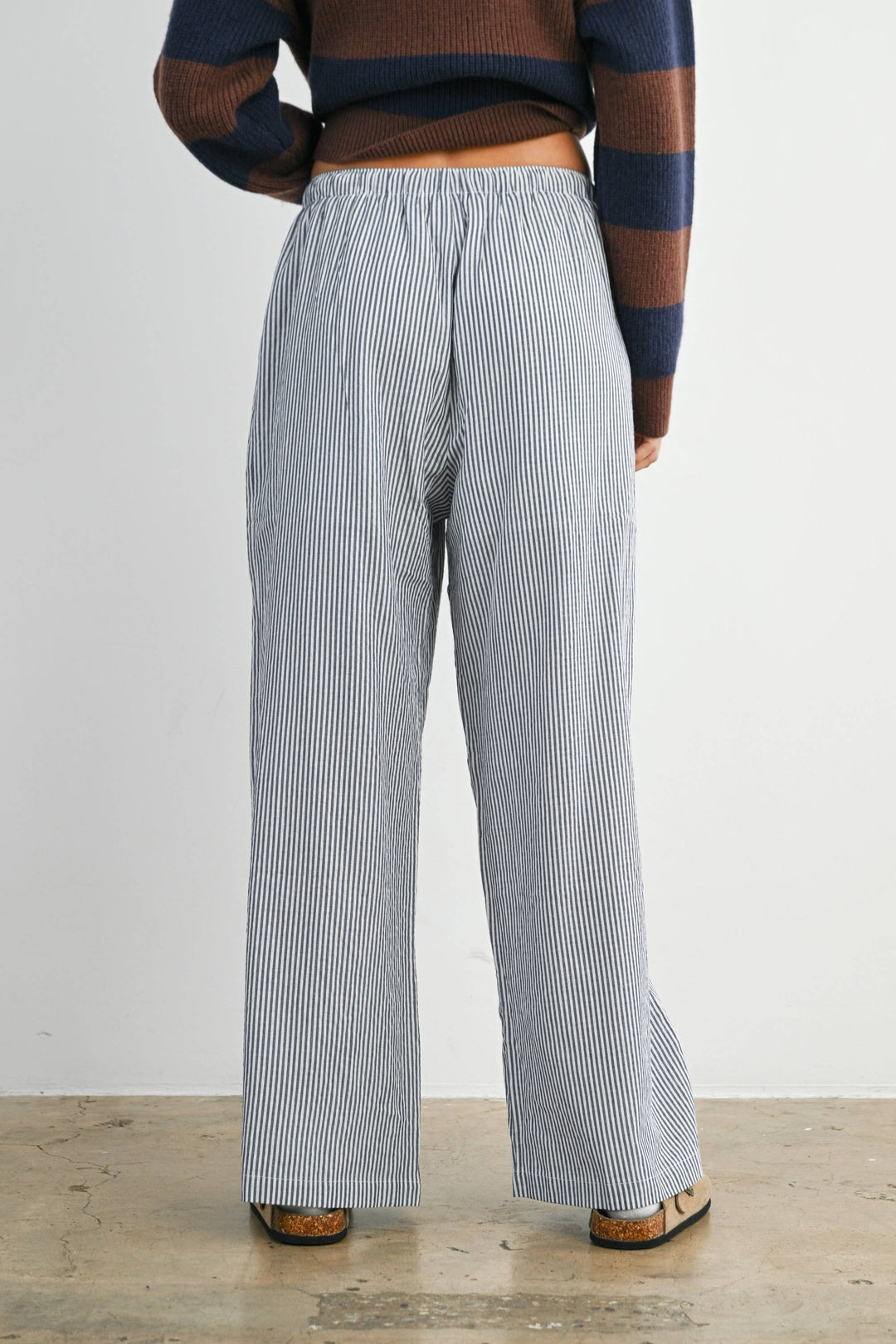 Finch Stripe Drawstring Pant - Navy