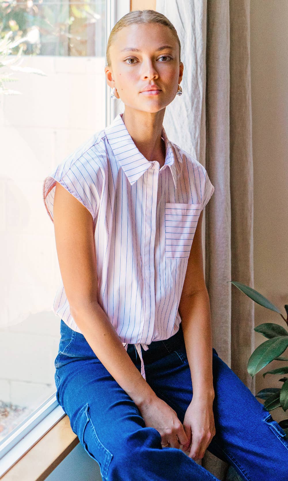 Nala Striped Tie Waist Top
