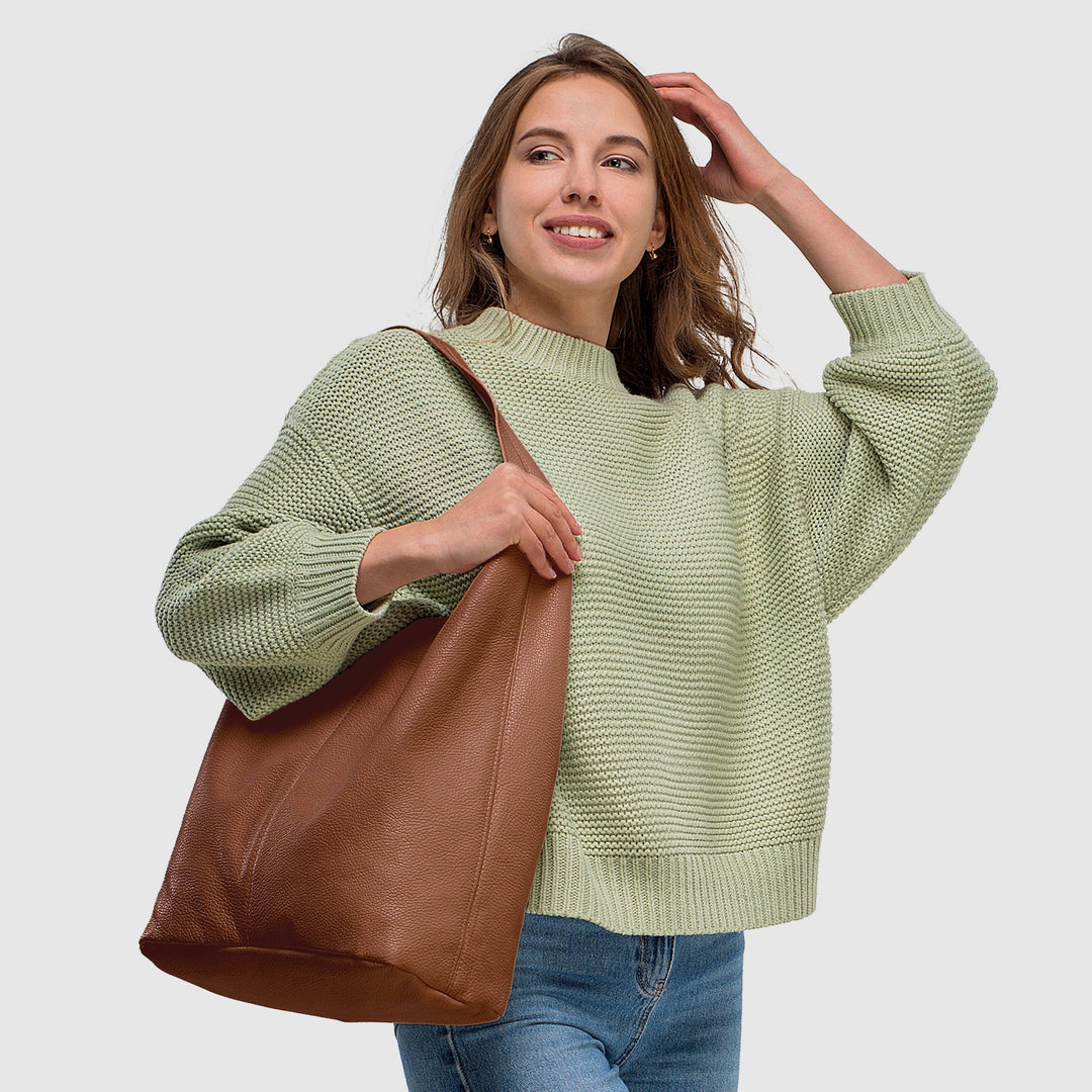 Violet Italian Genuine Calf Leather Hobo Bag