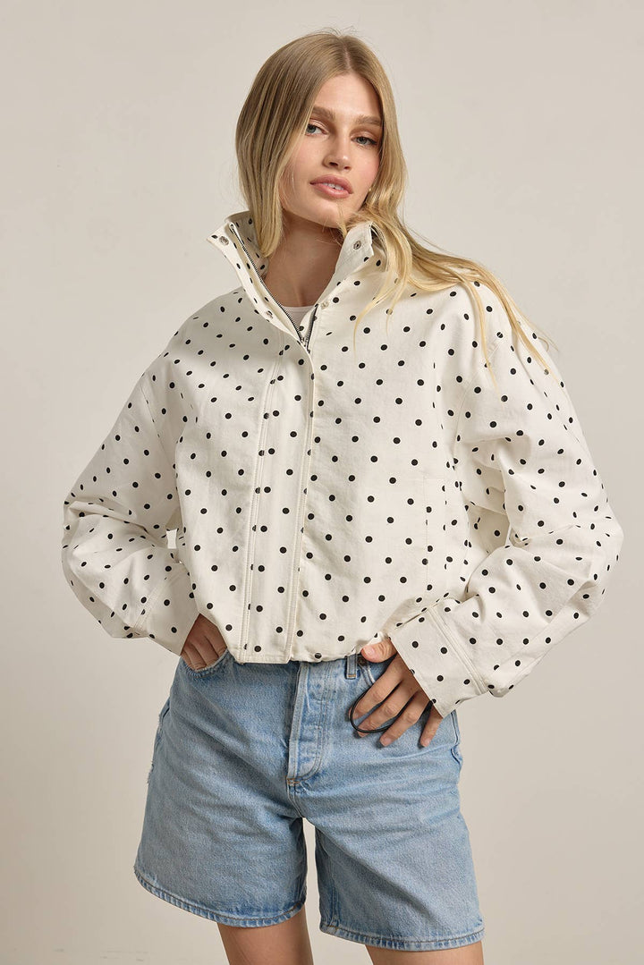 Blane Polka Dot High Neck Jacket