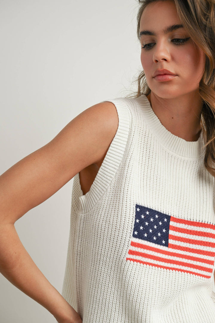 Liberty Flag Sleeveless Sweater