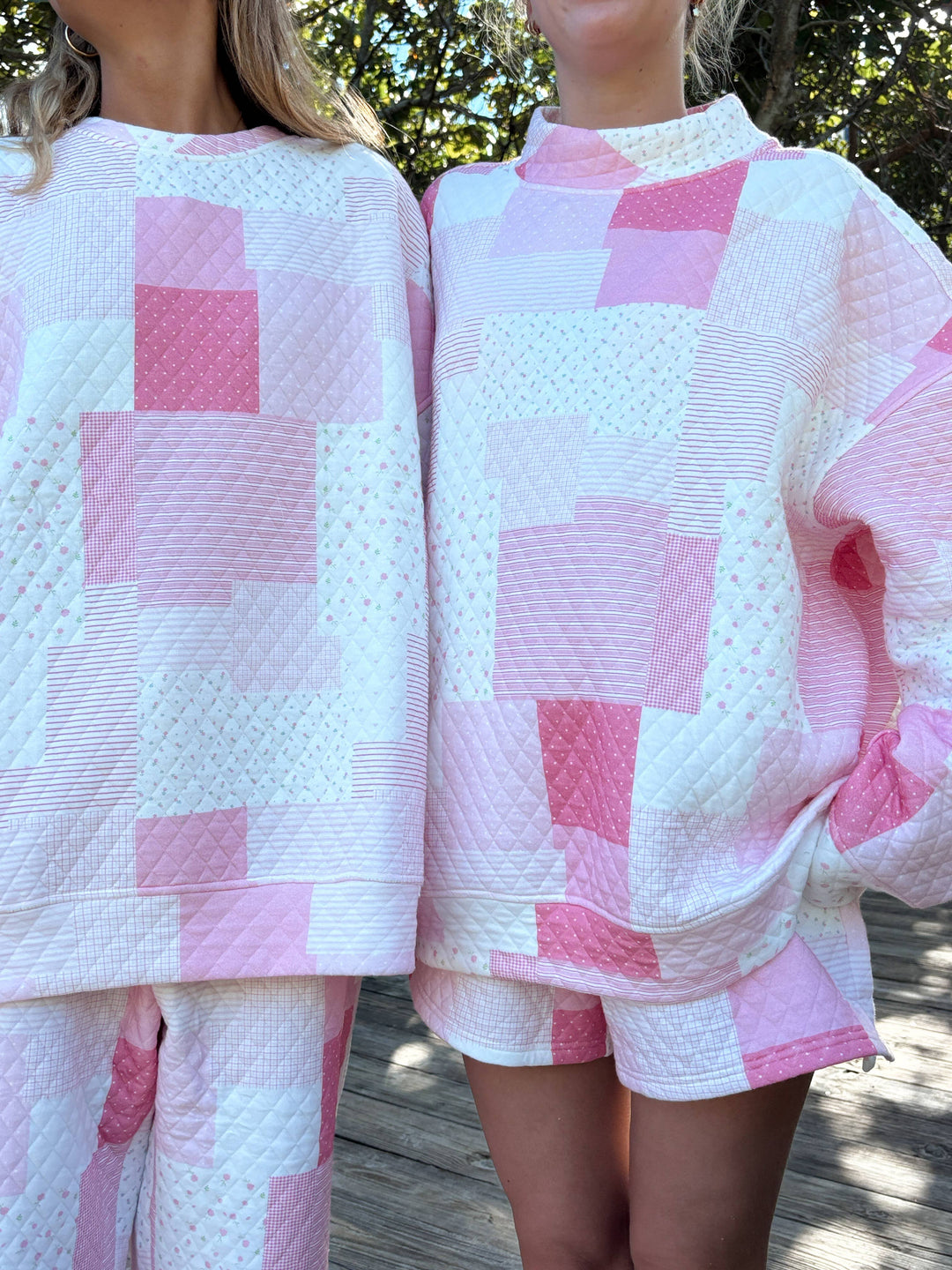 Quilted Margo Patchwork Mockneck Sweatshirt