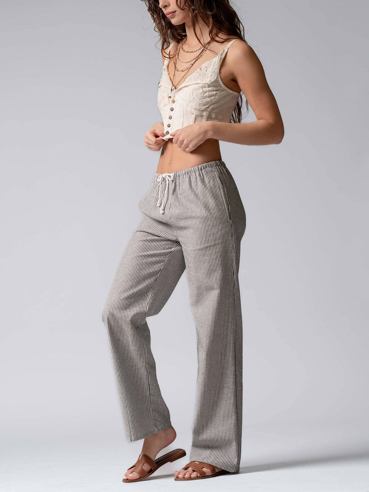 Sarina Pinstripe Drawstring Wide Leg Lounge Pants