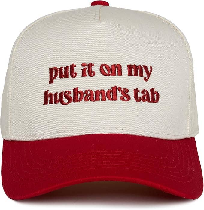 Put It on My Husbands Tab Hat - Red/Beige