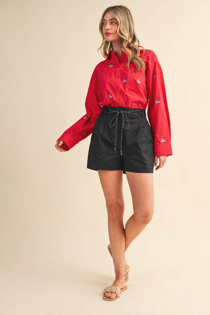 Perry Rope Trim Belt Shorts