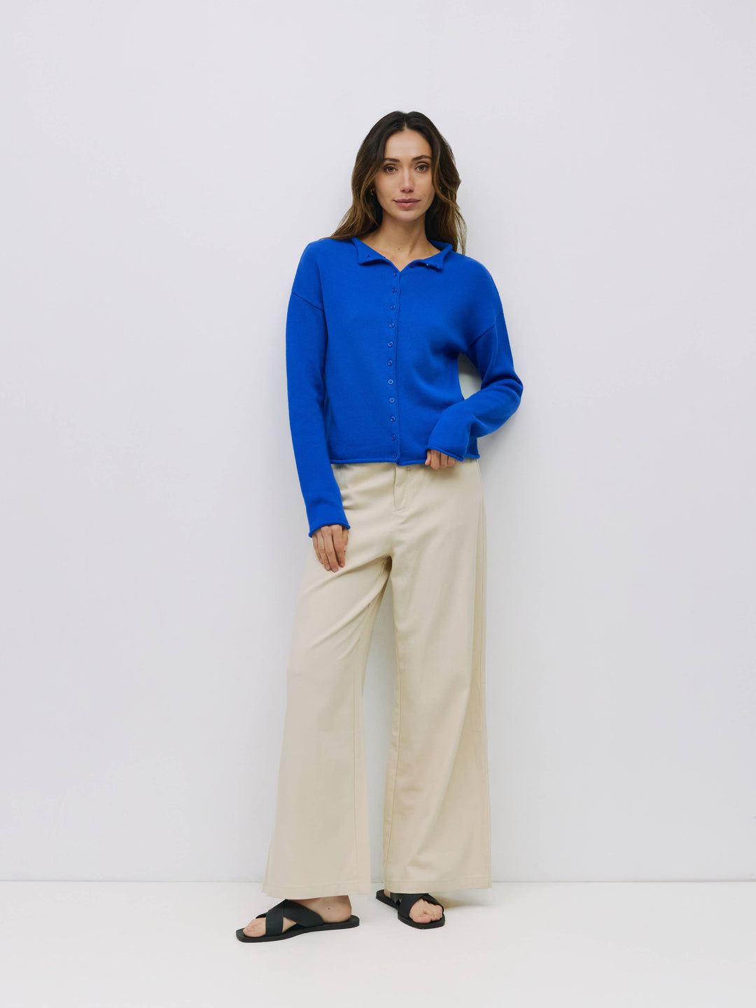 Marlo Cardigan Roll Hem Button-Down Cardigan