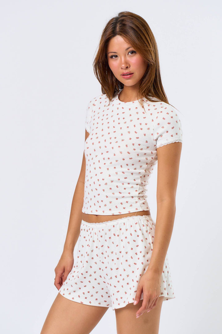 Primrose Pointelle Lace Trim Tee