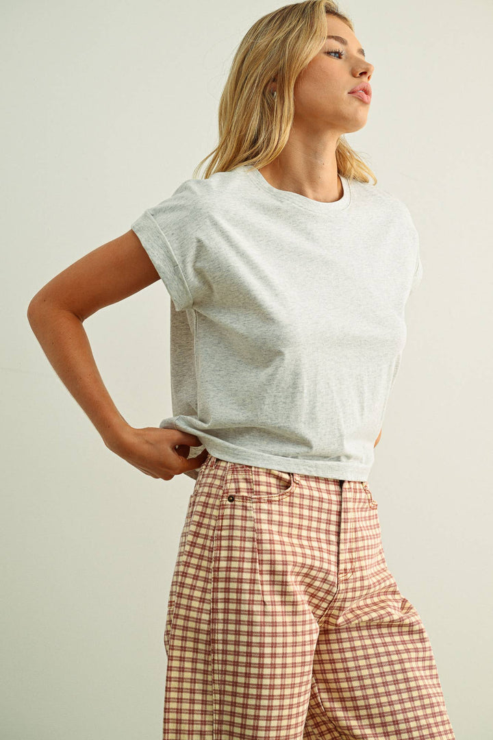 Crystal Cuffed Sleeve Tee