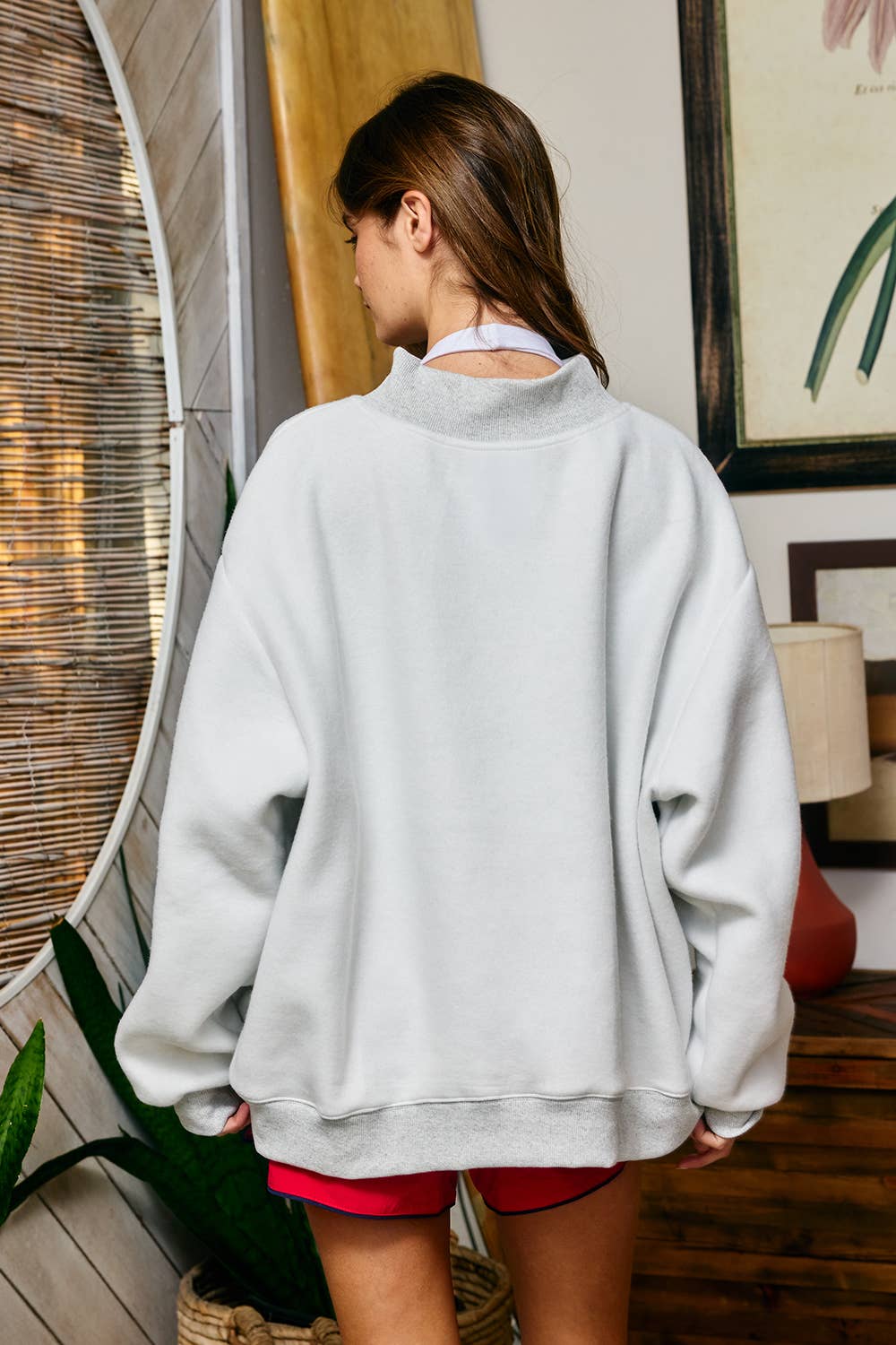 Reversible Gingham USA Map/USA Reversible Mockneck Sweatshirt