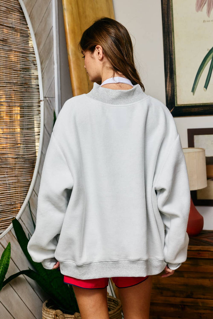 Reversible Gingham USA Map/USA Reversible Mockneck Sweatshirt