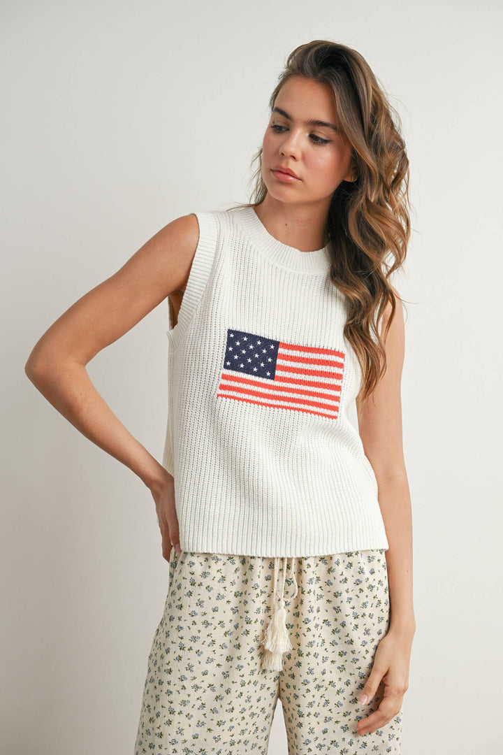 Liberty Flag Sleeveless Sweater