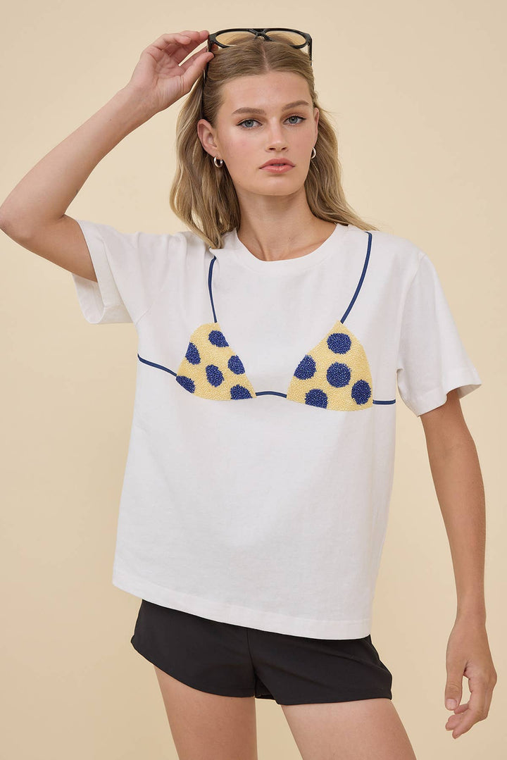 Caviar Bead Polka Dot Bikini Tee