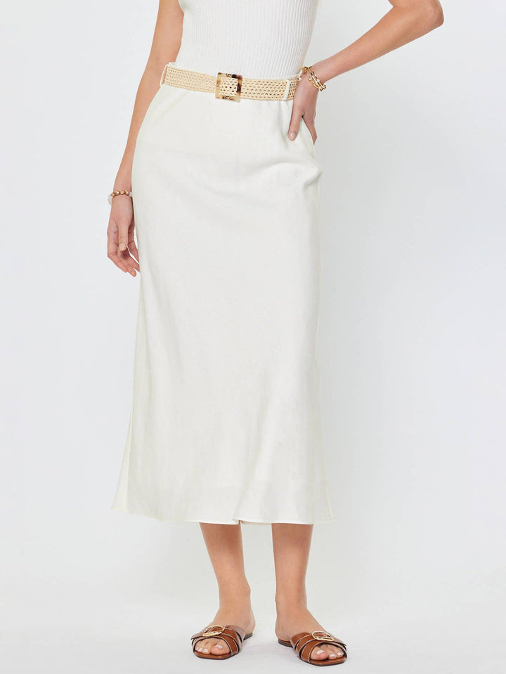 Milos Linen Blend Skirt W/Raffia Belt