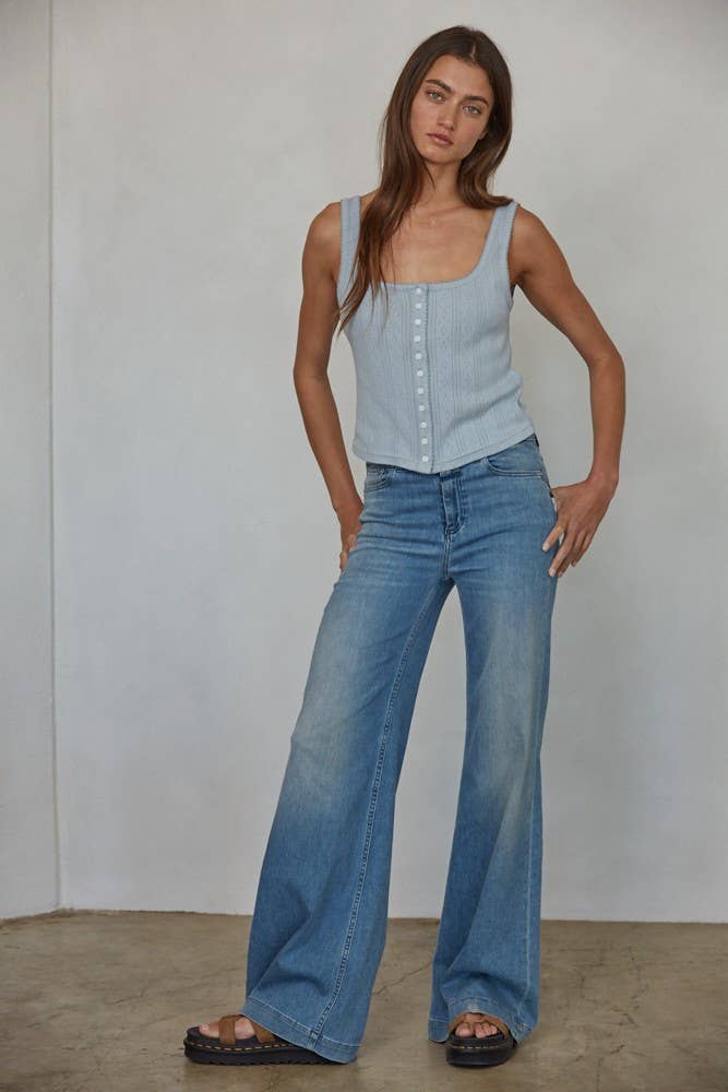 Nora Ribbed Lace Trim Tank
