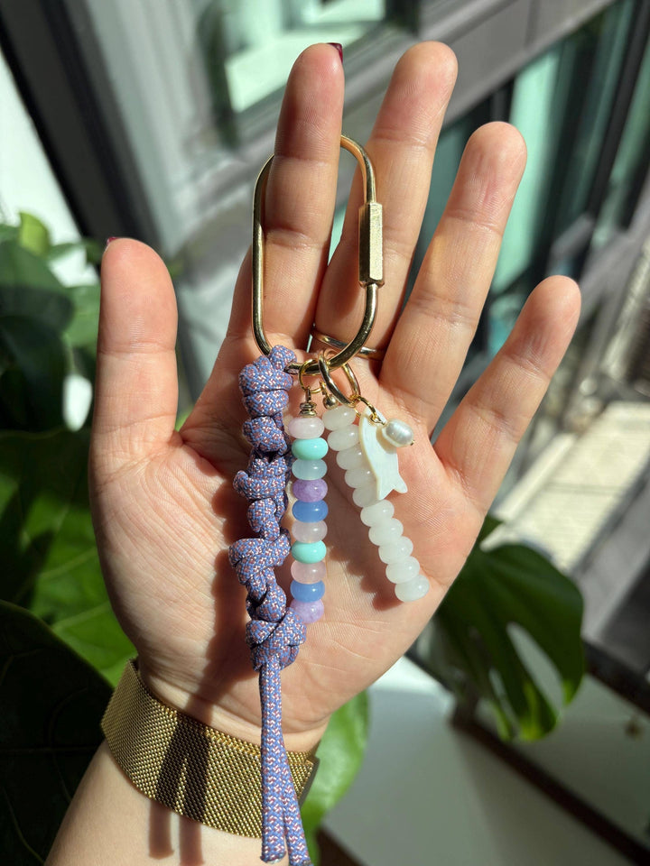 Handmade Bag Charm Keychains with Glass & Ceramic Beads
