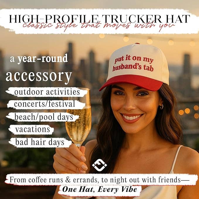 Put It on My Husbands Tab Hat - Red/Beige