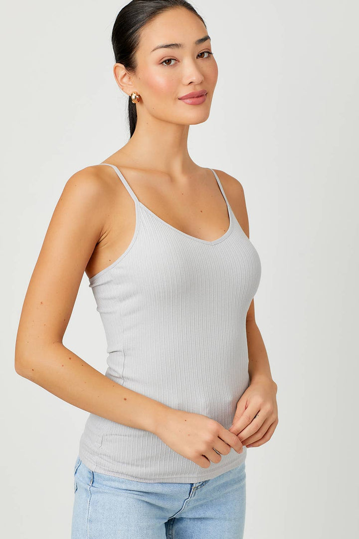 April Ribbed Tank - Light Grey