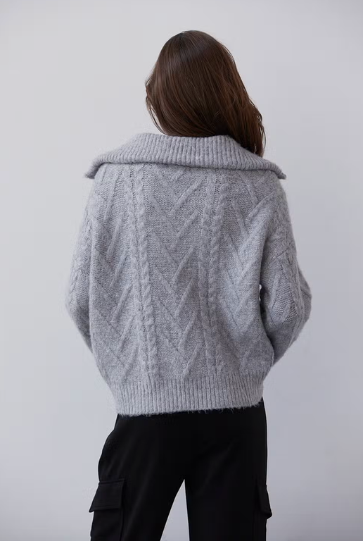 Mary-Ann Front Zip Cable Sweater