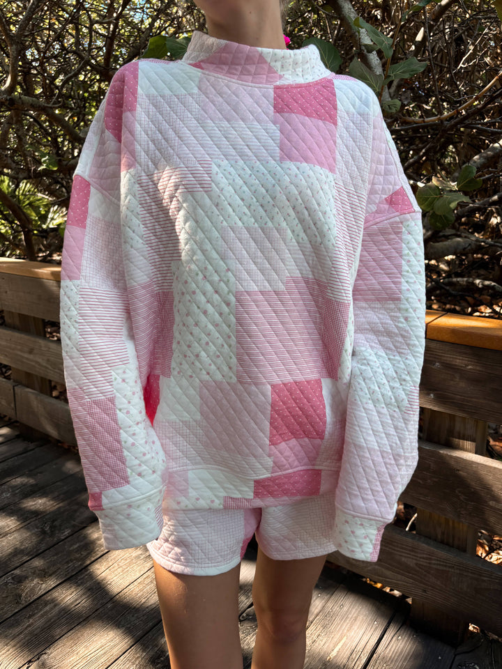 Quilted Margo Patchwork Mockneck Sweatshirt