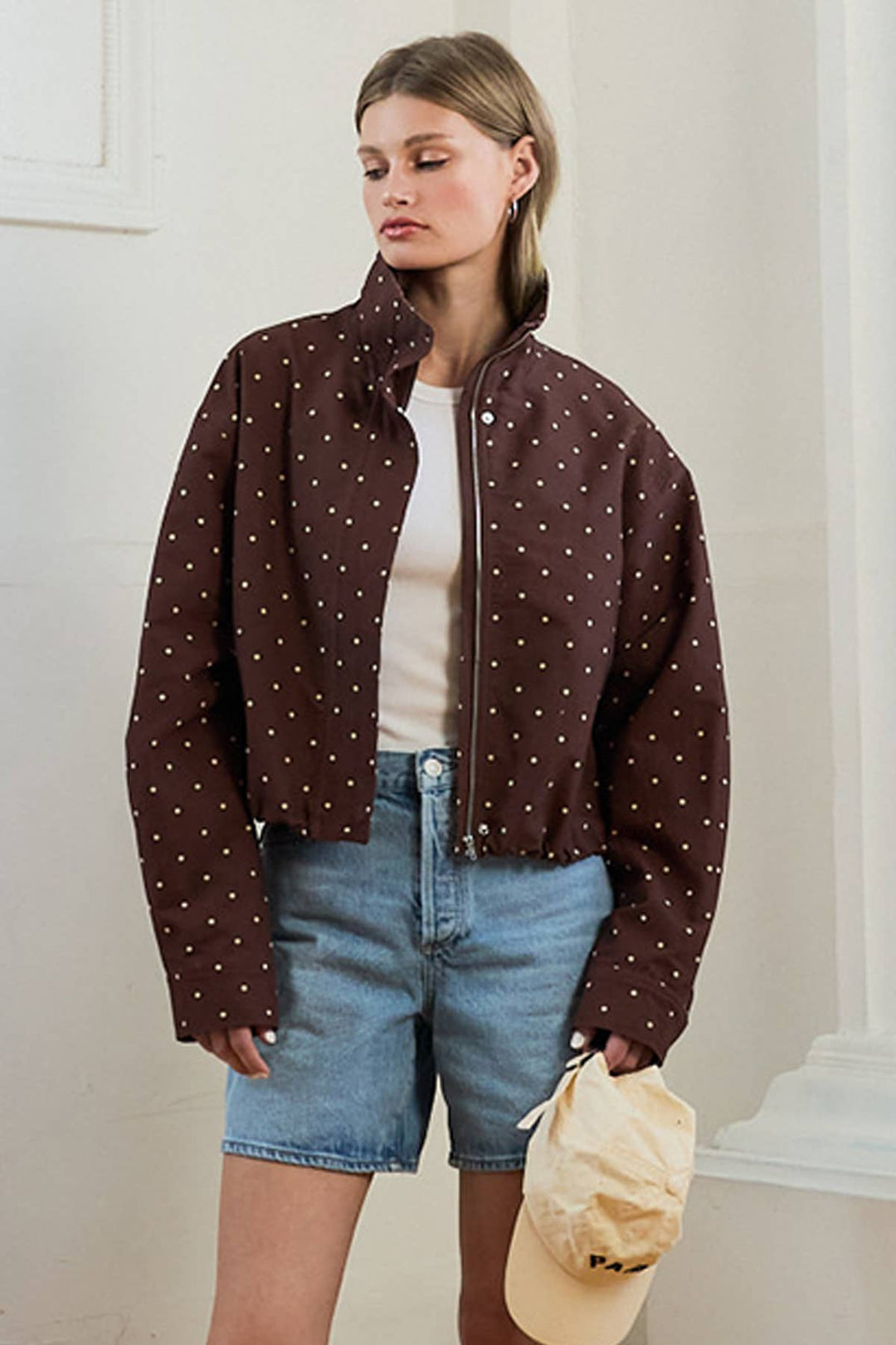 Blane Polka Dot High Neck Jacket