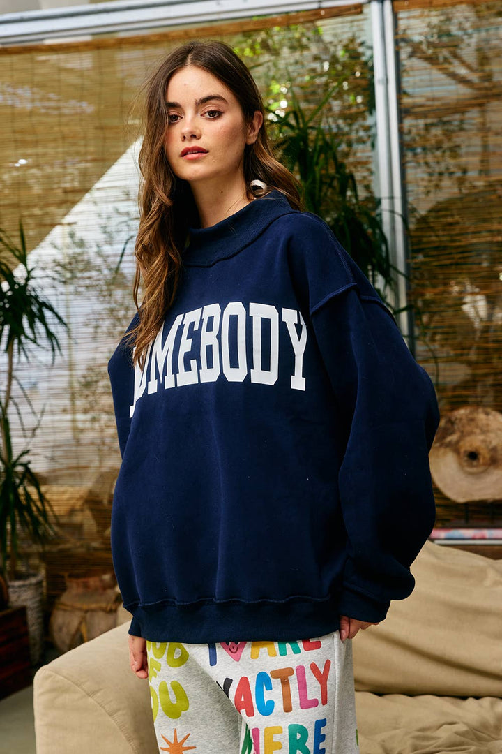 Reversible Homebody/Do Not Disturb Mock Neck Sweatshirt