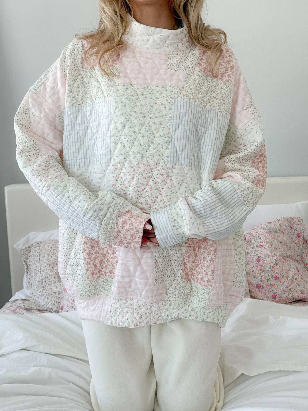 Quilted Pastel Mockneck