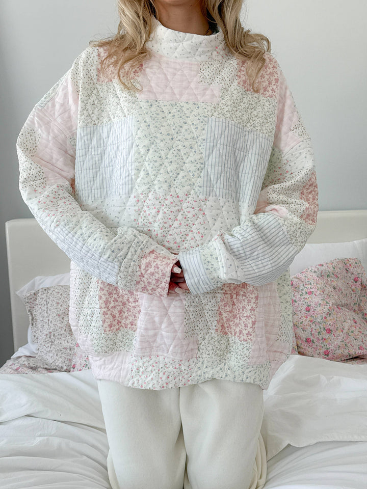 Quilted Pastel Mockneck