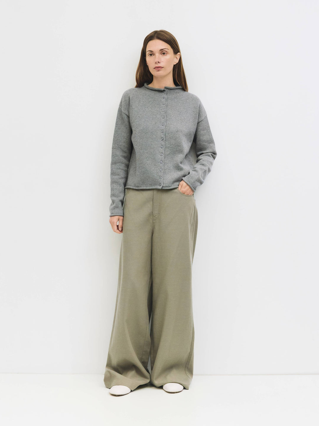 Marlo Cardigan Roll Hem Button-Down Cardigan